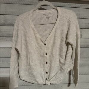 American Eagle Outfitters Women's Textured Cardigan in Cream